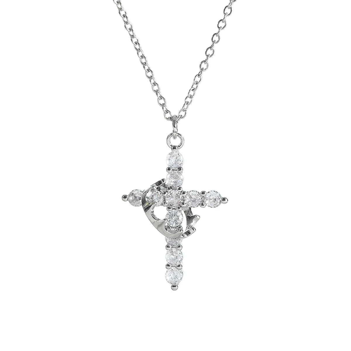 Y-Crown Cross Necklace